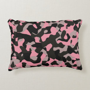 Rosa und schwarze Camouflage Dekokissen