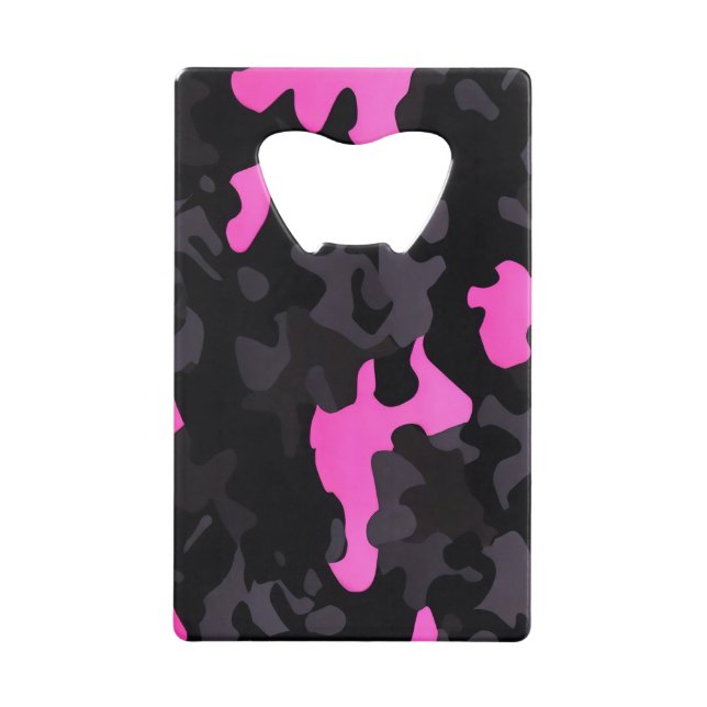 Rosa und schwarze Camouflage Geldbeutel Flaschenöffner (Vorderseite)