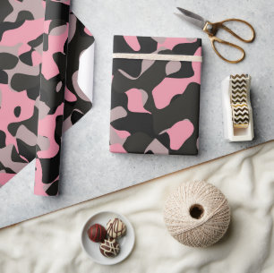 Rosa und schwarze Camouflage Geschenkpapier