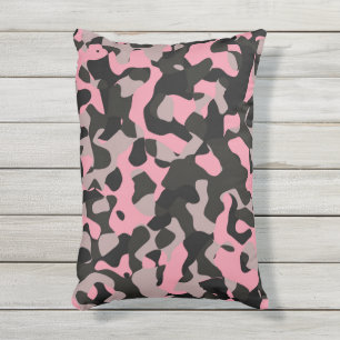 Rosa und schwarze Camouflage Kissen Für Draußen