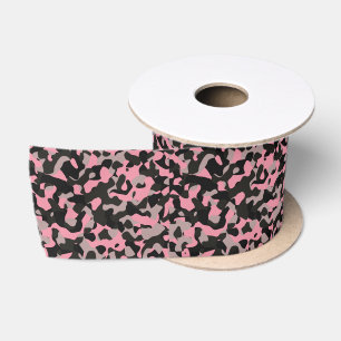 Rosa und schwarze Camouflage Satinband