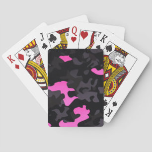 Rosa und schwarze Camouflage Spielkarten