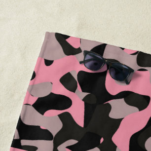 Rosa und schwarze Camouflage Strandtuch