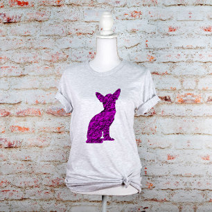 Rosa und schwarze Chihuahua-Silhouette T-Shirt