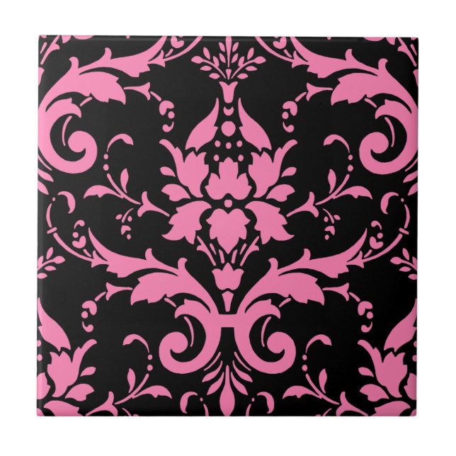 Rosa und schwarze Damaske - passende Küche Fliese (Vorderseite)