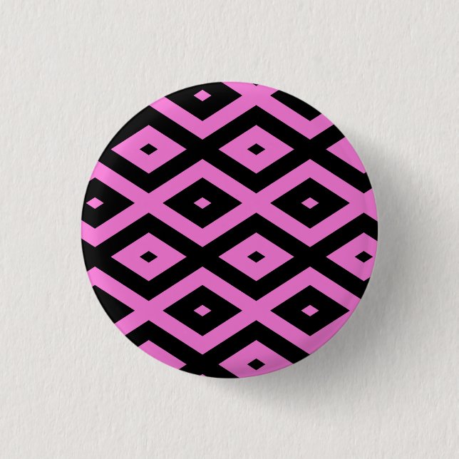 Rosa und schwarze Diamantmuster Button (Vorderseite)