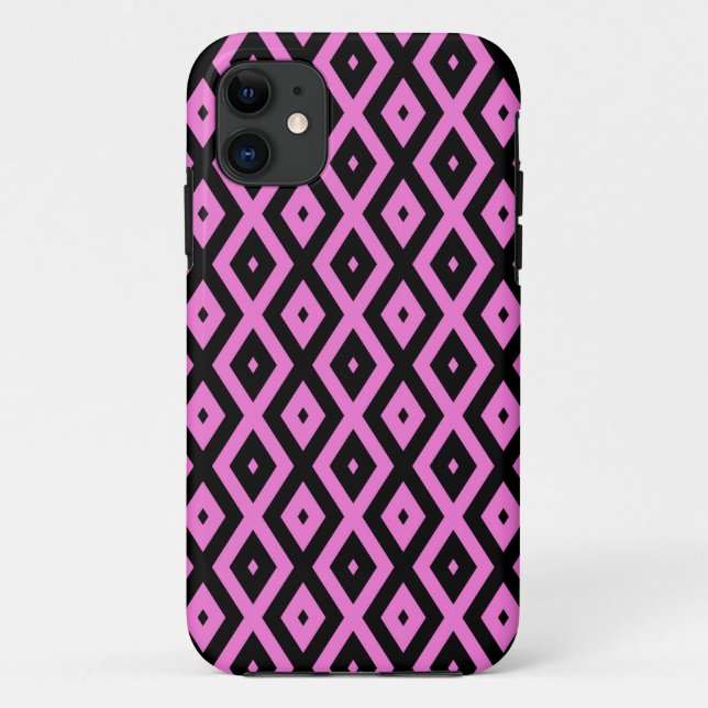 Rosa und schwarze Diamantmuster Case-Mate iPhone Hülle (Rückseite)