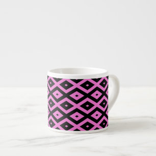 Rosa und schwarze Diamantmuster Espressotasse