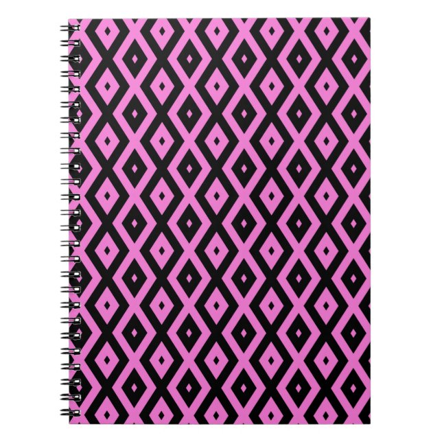 Rosa und schwarze Diamantmuster Notizblock (Vorderseite)