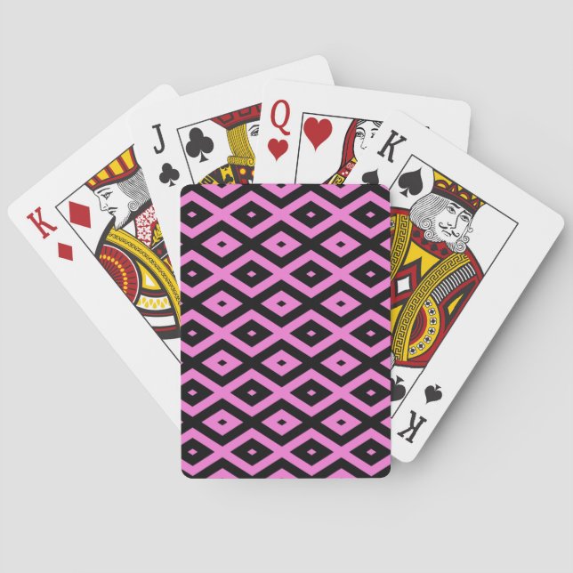 Rosa und schwarze Diamantmuster Spielkarten (Rückseite)