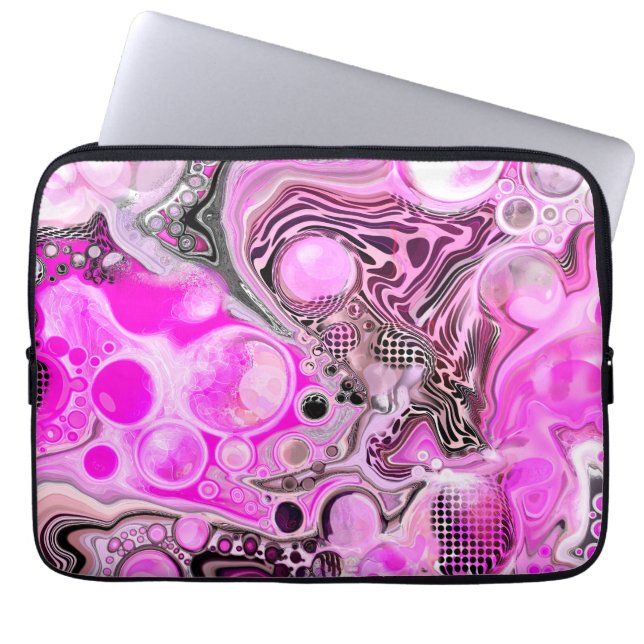 Rosa und schwarze Flüssigkeiten Kunst Laptopschutzhülle (Vorderseite)