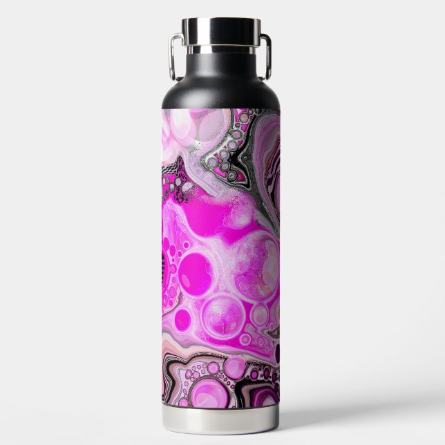 Rosa und schwarze Flüssigkeiten Kunst Trinkflasche (Vorderseite)