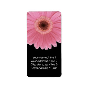 Rosa und Schwarze Gerbera Daisy Vertikale Adress Adressaufkleber