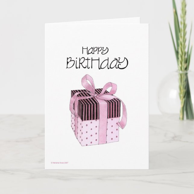 Rosa und schwarze Geschenke Geburtstag Karte (Vorderseite)