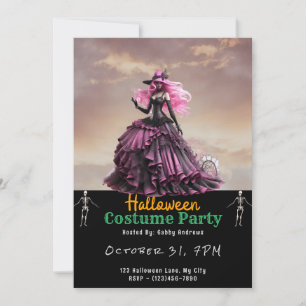 Rosa und schwarze gotische Frau schwarzes Hallowee Einladung