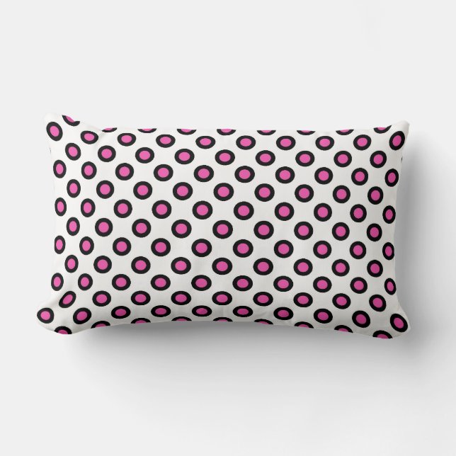 rosa und schwarze graue Polka Punkte. Lendenkissen (Vorderseite)