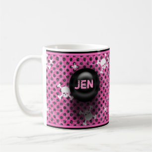 Rosa und schwarze Grunge-Name-Tasse Kaffeetasse