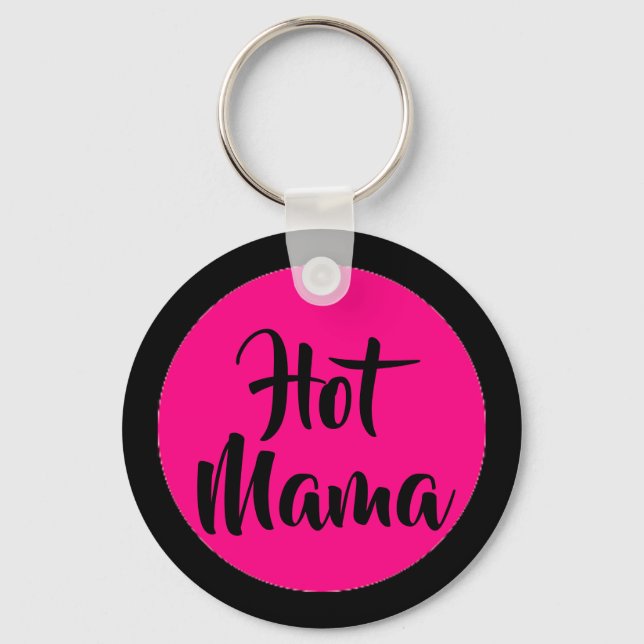 Rosa und schwarze heiße Mama Schlüsselanhänger (Vorderseite)