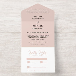 Rosa und schwarze Hochzeit All-in-One-Einladung