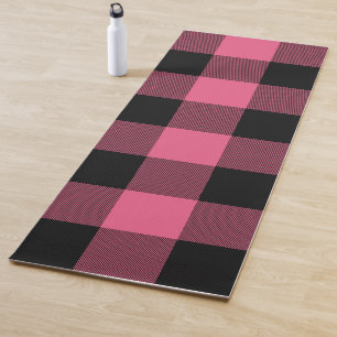 Rosa und schwarze karierte Quadrate Buffalo Plaid Yogamatte