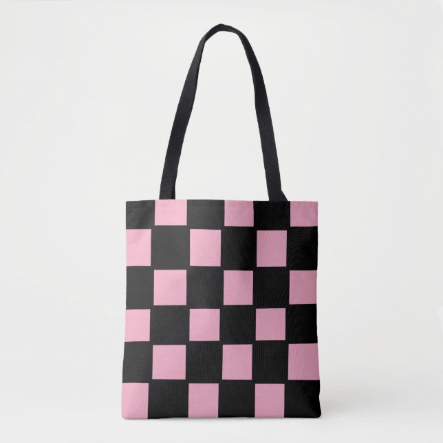 Rosa und schwarze Karo-Tasche Tasche (Vorderseite)