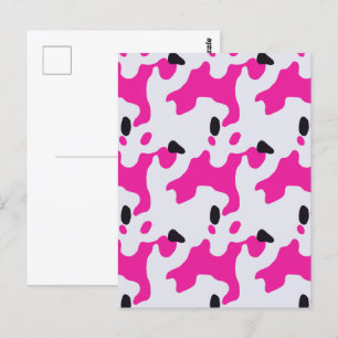 Rosa und schwarze Kuh drucken Postkarte