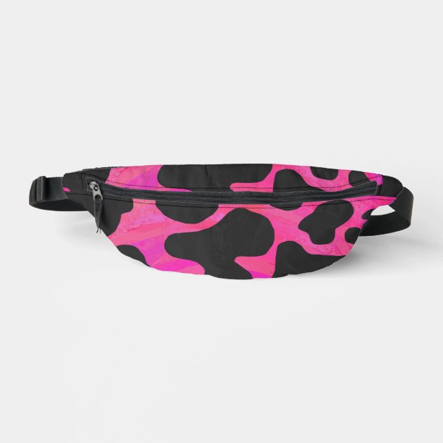 rosa und schwarze Kuh Muster Bauchtasche (Vorderseite)