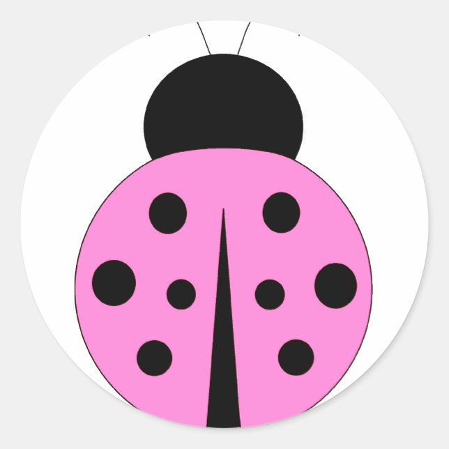 Rosa und schwarze Ladybug Runder Aufkleber (Vorderseite)