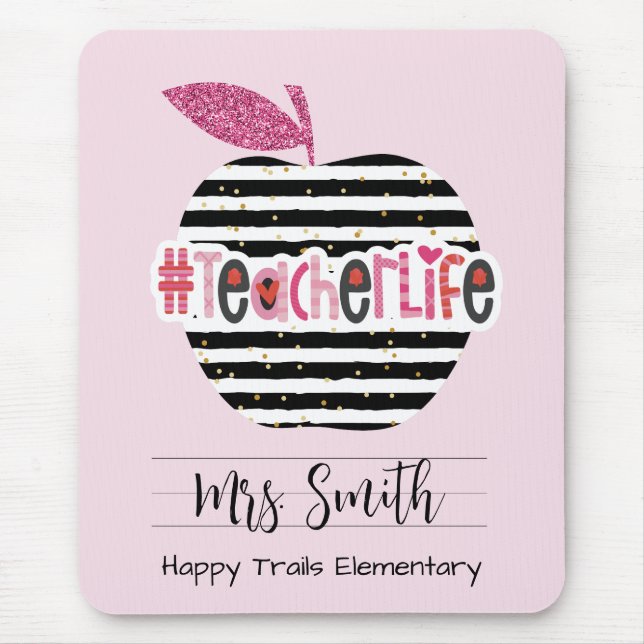 Rosa und schwarze Liebe Lehrerin Leben Mousepad (Vorne)