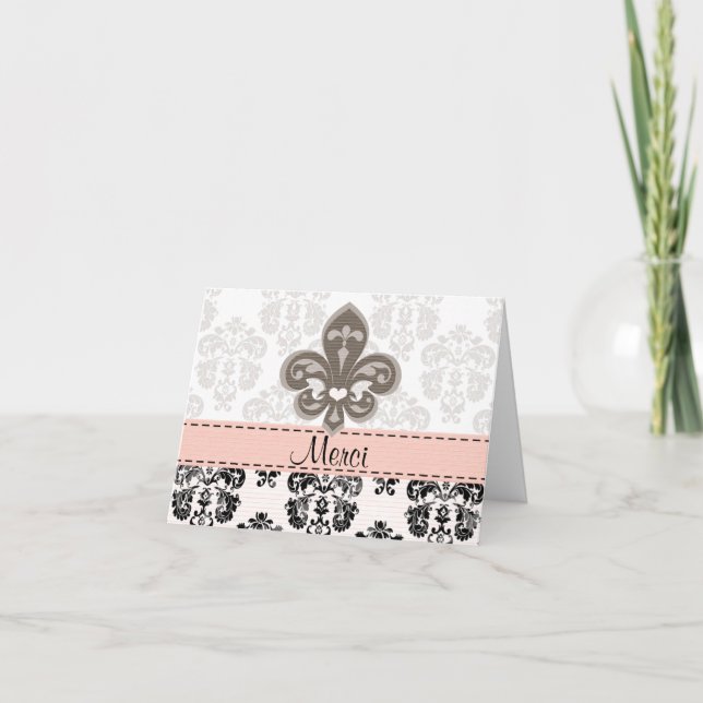 Rosa und schwarze Lilie Merci danken Ihnen Karten (Vorderseite)
