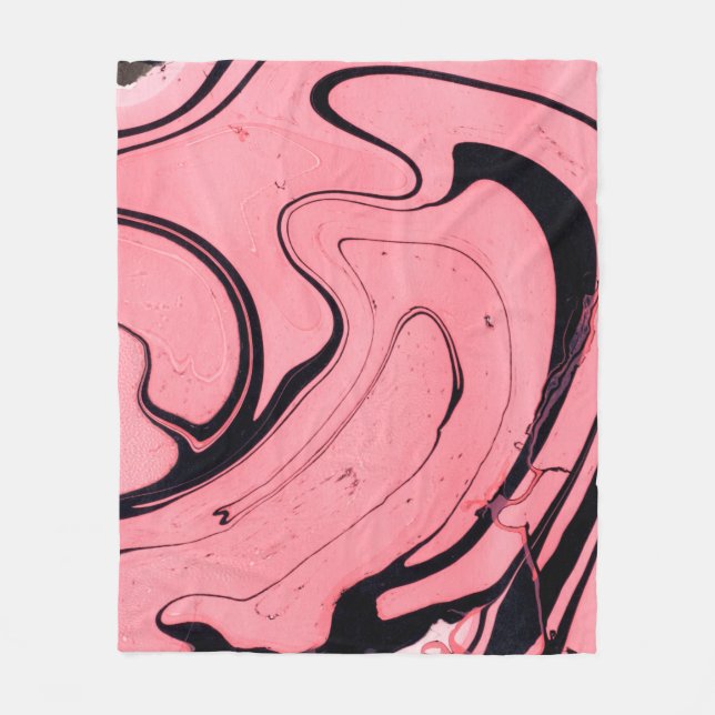 Rosa und schwarze Marmortextur. Handgemalt Fleecedecke (Vorderseite)