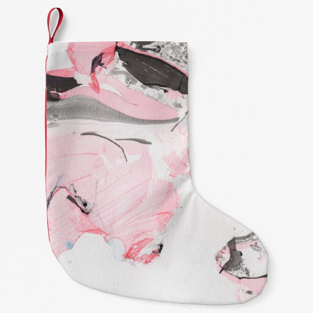 Rosa und schwarze Marmortextur. Handgezeichnet Kleiner Weihnachtsstrumpf (Vorderseite)