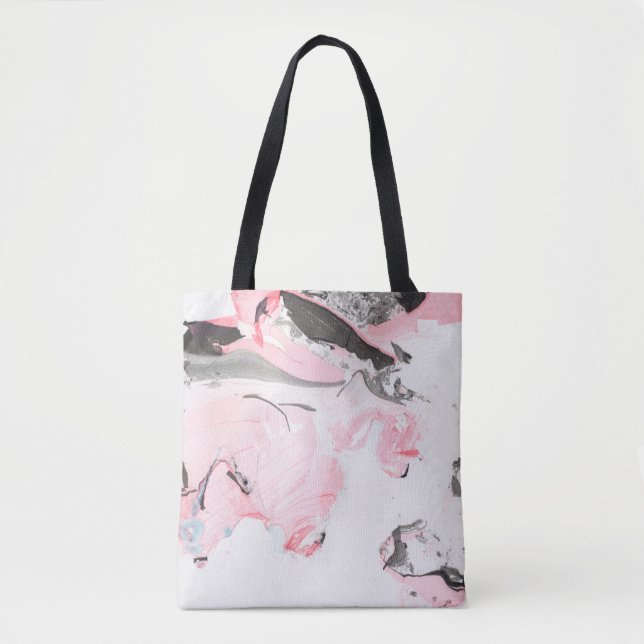 Rosa und schwarze Marmortextur. Handgezeichnet Tasche (Vorderseite)