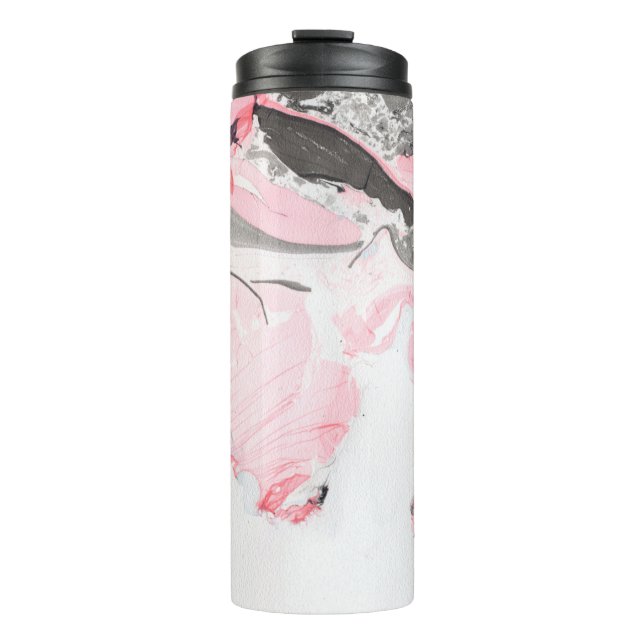 Rosa und schwarze Marmortextur. Handgezeichnet Thermosbecher (Vorderseite)