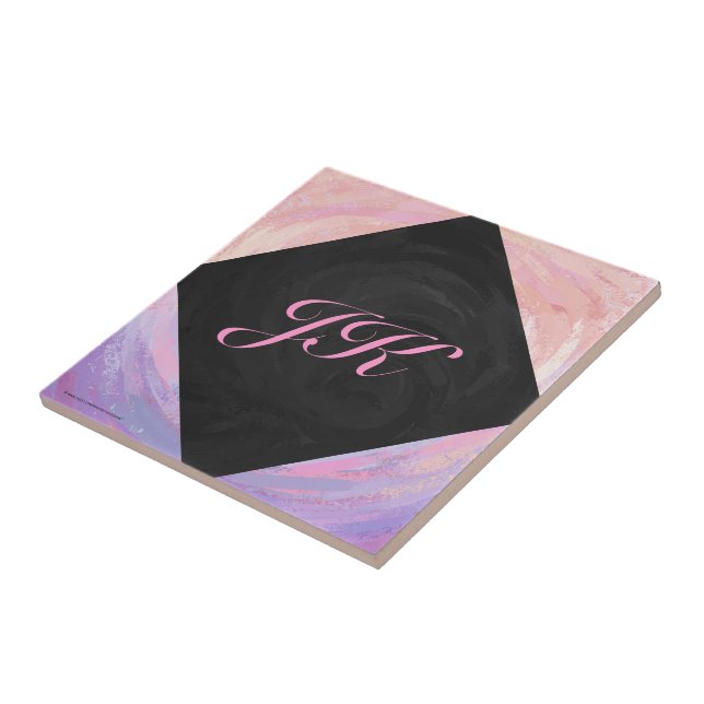 Rosa und Schwarze Monogramm Fliese (Seite)
