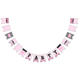 Rosa und schwarze Party-Fahne Wimpelkette