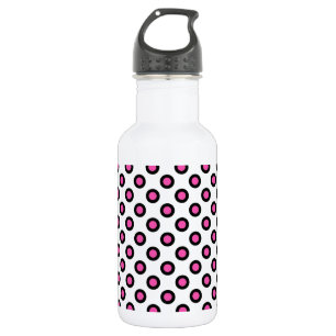 rosa und schwarze Polka-Punkte Edelstahlflasche