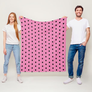 Rosa und schwarze Polka-Punkte Fleecedecke