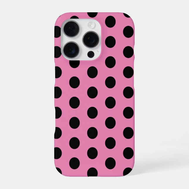 Rosa und schwarze Polka-Punkte iPhone 16 Pro Hülle (Rückseite)