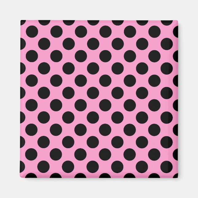 Rosa und schwarze Polka-Punkte Magnet (Vorne)