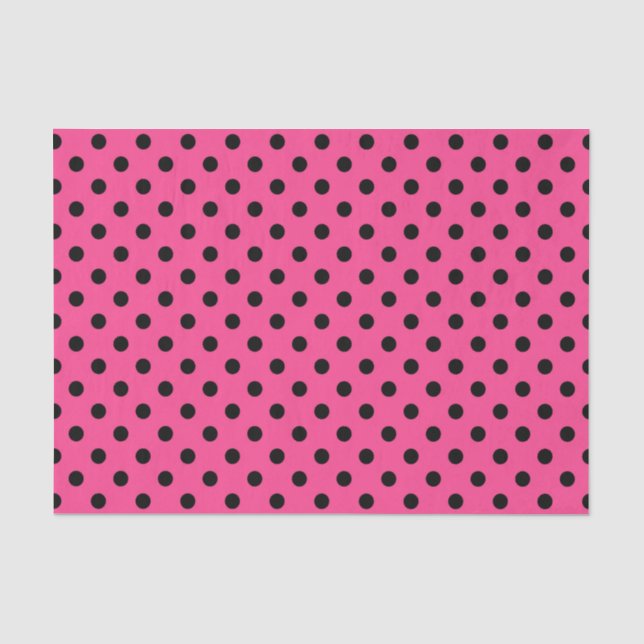 Rosa und schwarze Polka-Punkte Seidenpapier (Vorderseite)
