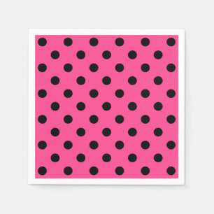 Rosa und schwarze Polka-Punkte Serviette