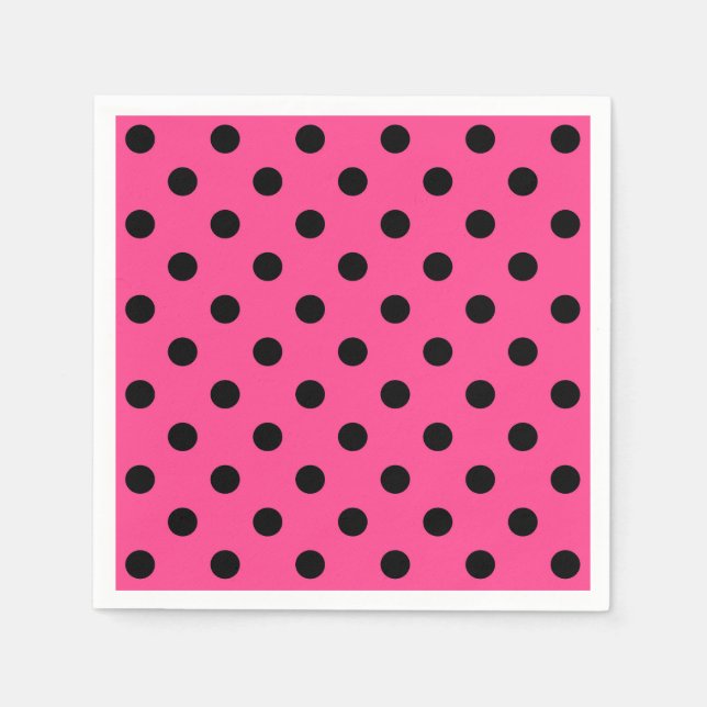 Rosa und schwarze Polka-Punkte Serviette (Vorderseite)