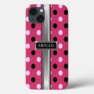 Rosa und schwarze Polka-Punktmuster - Metallbezeic Case-Mate iPhone Hülle