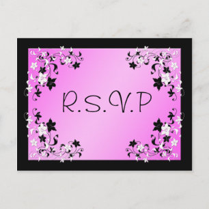 Rosa und schwarze R.S.V.P Postkarte