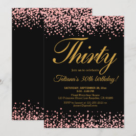 Rosa und schwarze Rose Gold Glitzer Ombre Birthday Einladung