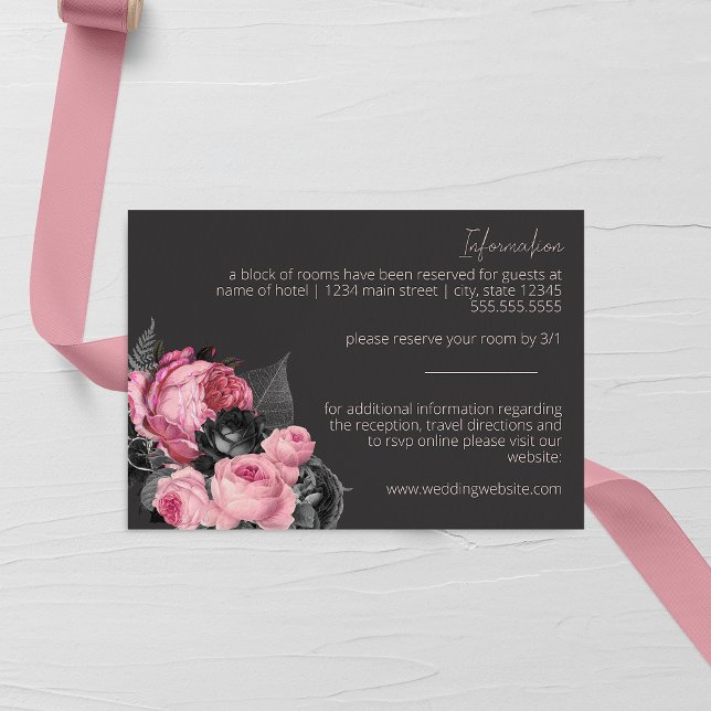Rosa und schwarze Rose Hochzeitskarte Begleitkarte (Von Creator hochgeladen)