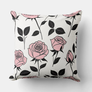 Rosa und schwarze Rose Kissen