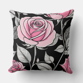 Rosa und schwarze Rose Kissen