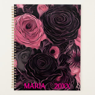 Rosa und schwarze Rose Planer